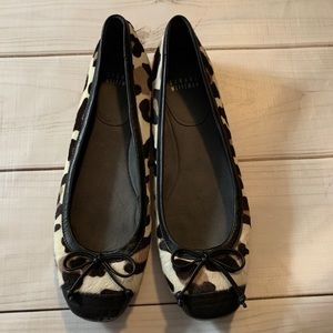 Stuart weitzman calf fur leopard print flats